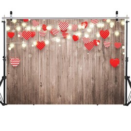 AIIKES 8x6FT Wooden Backdrops Wedding Photography Backdrop Glitter Love Hearts Photo Background Wedding Bridal Baby Shower Birthday Photo Booth Studio Props 11-811