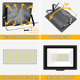 YOJZMA 75W Outdoor Flood Lights 7500LM Super Bright Security Light IP66 Waterproof Luces para patios exteriores 6000K Cool White Floodlight for Garage Garden Stadium Backyard Yard