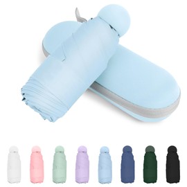 Trenovo Travel Umbrella Compact Umbrella, Pocket Mini Umbrella for Purse UV Umbrella, Portable Small Umbrella for Backpack Umbrellas for Rain, Sun Umbrella with Case Folding Umbrella for Women Kids (Blue)