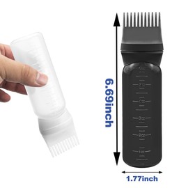 ELANE 4 PCS Root Comb Applicator Bottle,Hair Oil Applicator Bottle for Hair,Oil Comb Applicator Hair Bottle Applicator for Hair Dye Shampoos Hair Salons.6oz (black+white)