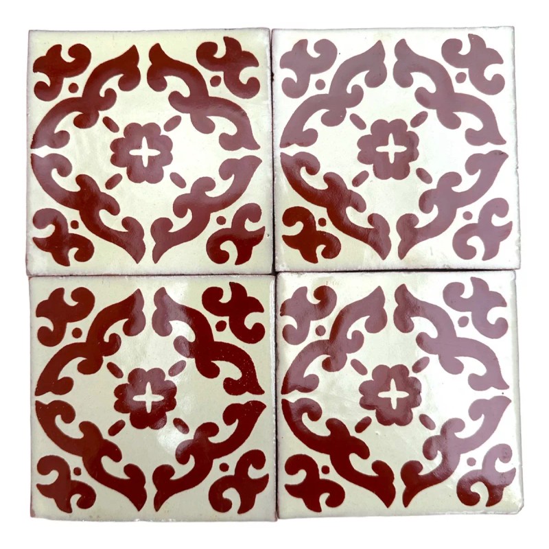 Escanver Tapete Azulejo Artesanal 10cm Talavera Mosaico Terracota 40p