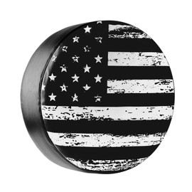 AmFor National Flag Spare Tire Cover, Universal Fit for Jeep, Trailer, RV, SUV, Truck,Tough Tire Wheel Soft Cover, Camper Wheel, Weatherproof Tire Protectors (Flowergrey, 17 inch for Tire Φ 32"-33")