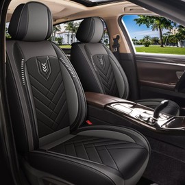 AOMSAZTO Car Seat Covers Front Set Fit for Ford Ranger 2019-2026 Faux Leather Waterproof Seat Covers Automotive Seat Cushion Protector(2 Seats, Black&Grey)