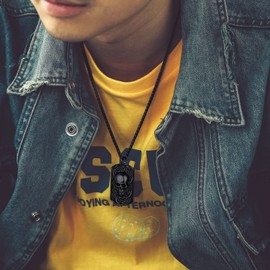 Bandmax Skull Pendant Chain Men's Cowboy Hat Pirate Wings X-Bone Military Viking Rune Pendant Chain Stainless Steel Gothic Rock Biker Fashion Jewellery Chain Length 55 cm + 5 cm, Metal, No Gemstone