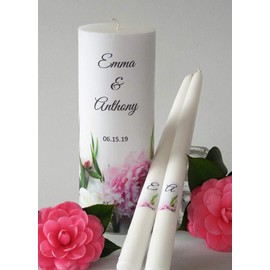 Peonies Wedding Unity Candles