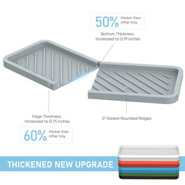 EG-SIPRO Silicone Sponge Holder,Extra Large 12" Kitchen Sink Organizer Tray Kitchen Soap Tray Soap Sponge Holder for Bathroom Counter Sponge Caddy Dish Soap for Scrubber,Soap Dispenser,Scouring Pad