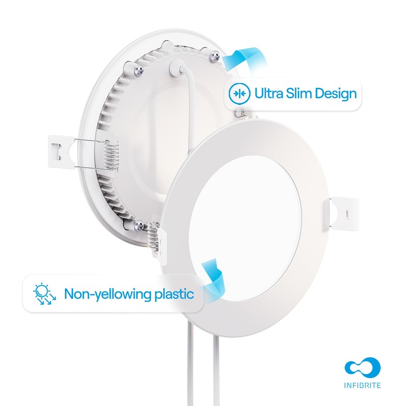 INFIBRITE 6 Inch 6000K Clear White 12W 1050LM LED Ceiling
