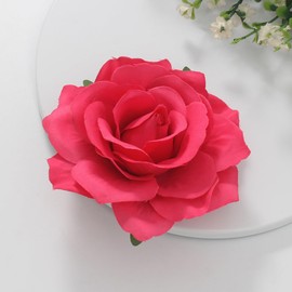 Mecool 3.94" Rose Hair Clips for Weddings Corsage Hair Pins for Women | Flower Girl Hair Accessories for Women | Flower Hair Clips - Red