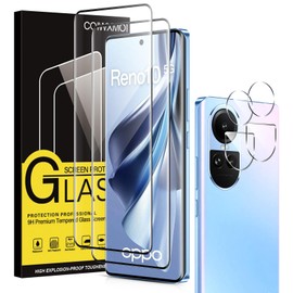 Coiwxmoi Pack of 2 Tempered Glass Screen Protectors for OPPO Reno 10 5G/OPPO Reno 10 Pro 5G with 2 Camera Screen Protectors 9H Hardness Protective Glass Ultra HD Transparent Scratch-Resistant