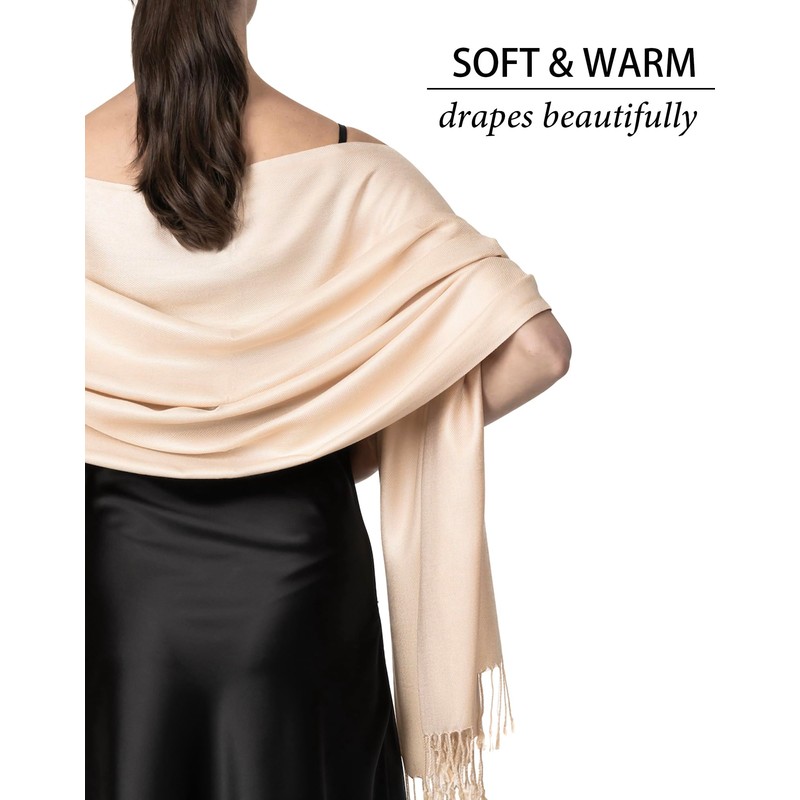 Achillea Large Soft Silky Pashmina Shawl Wrap Scarf in Solid