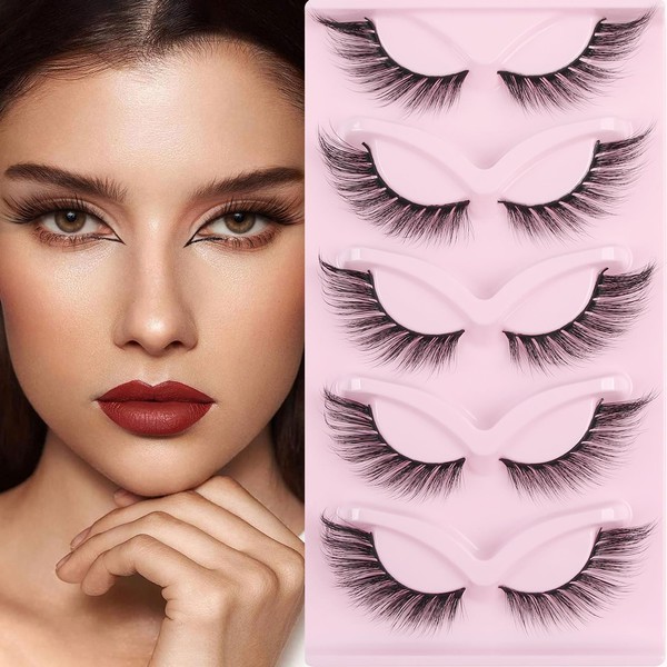 3D False Eyelashes, 5 Pairs, Fox Eyelashes, Natural Fake Lashes,