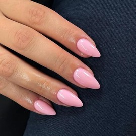 KQueenest- Juego de uñas postizas de almendra cortas y medianas de color sólido: nuestras uñas postizas de almendra largas y medianas de color rosa be