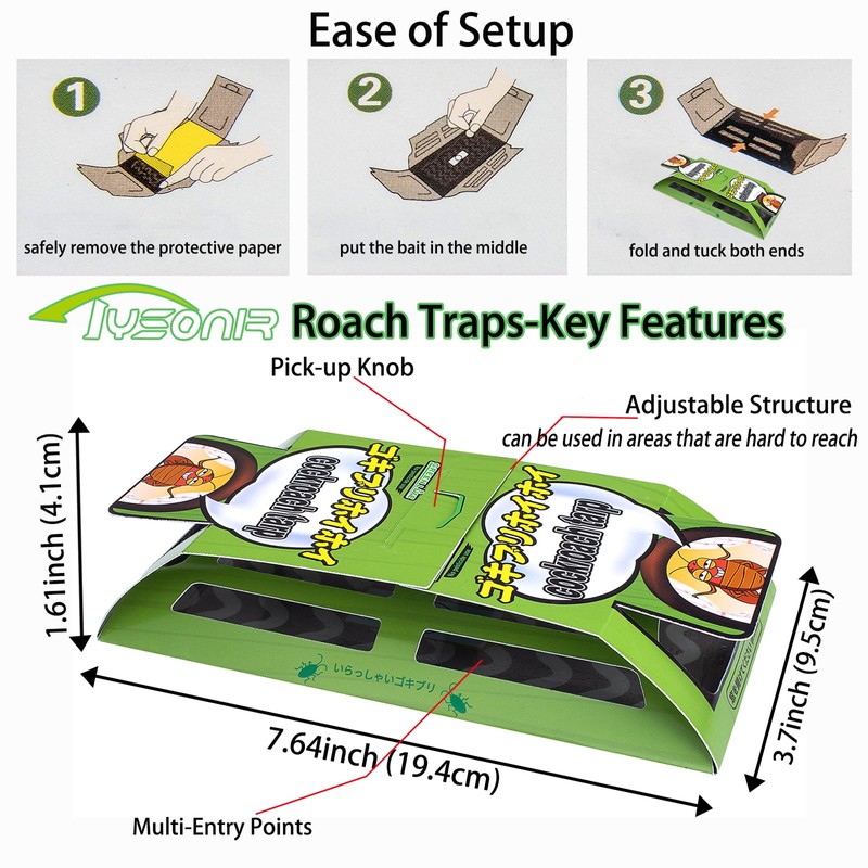 Cockroach Traps,Roach Traps,Cockroach Bait,Roach Motel,Child & Pet Friendly (10 Pack)