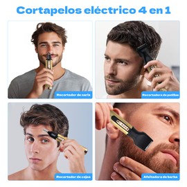 Acrebow Cortapelos de Nariz Eléctrico 4 en 1, Juego de Recortadora Rasuradora de Nariz, USB Recargable, Cuchillas de Doble Filo, Recortador de Vello con 4 Cabezales Orejas/Barba/Ceja/Nariz para Hombres y Mujeres