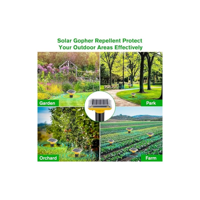 Ultrasonic Mole Repellent Outdoor, 6 Pack Gopher Repellent Solar-Powered for