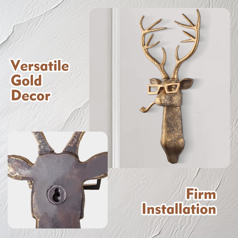 UITWMKTG 5 Pack Animal Head Wall Decor Gold Wall Sculpture