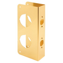 Prime-Line U 9559 Brass Lock and Door Reinforcement Plate for 1-3/8 In. Thick Doors, Brass Finish (Single Pack)