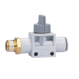 Vogueing Tool 6mm x 1/4" Thread Plastic Pneumatic Connector Air Flow Control Valve 2-Ways Male Thread Pneumatic Push in Fittings