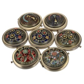 PartyKindom Espejo Cosmtico Doble Cara Compacto para Bolsa Espejo De Maquillaje De Viaje Espejo De Bolsillo Magnificante Espejo De Mano para Mujeres  