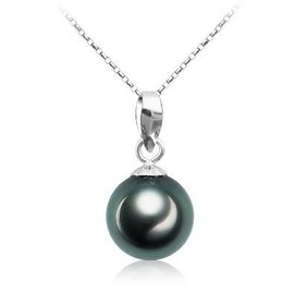 VIKI LYNN Tahitian Black Pearl Necklace 9-10mm 925 Sterling Silver Gifts for Women