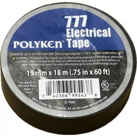 Polyken 10 Rolls Polyken Electrical Tape Black 7 mil Thick x 60' Length x 3/4" Width 777