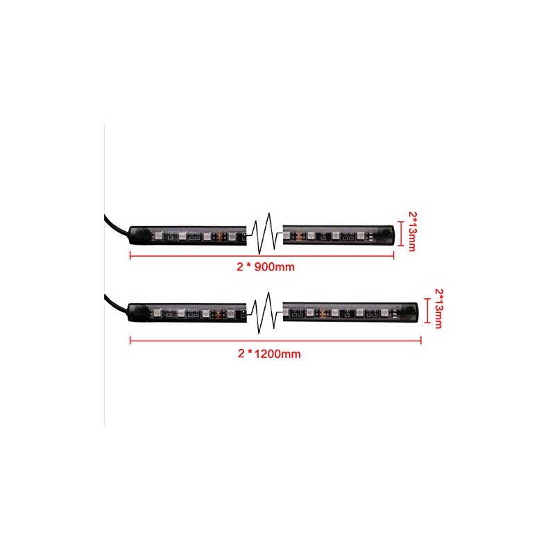 TOTMOX 4pcs 12V Car LED RGB Ambience Decorative Neon Strip