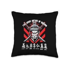 Japanese samurai warrior Seven Virtues of Bushido novelty Throw Pillow