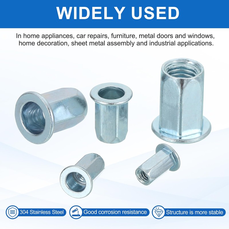 sourcing map 20Pcs M8 x 18mm Rivet Nut Thread Half