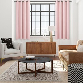 DWCN Blush Pink Curtains 45 Inches Long for Bedroom, Spring Blackout Curtain for Living Room 2 Panels Set, Solid Grommet Drapes for Girls Room, 38W x 45L