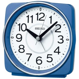 Seiko Clock KR335L Table Clock, Blue Metallic, Body Size: 4.2 x 4.3 x 2.4 inches (10.8 x 11.0 x 6.0 cm), Alarm Clock, Radio, Analog,
