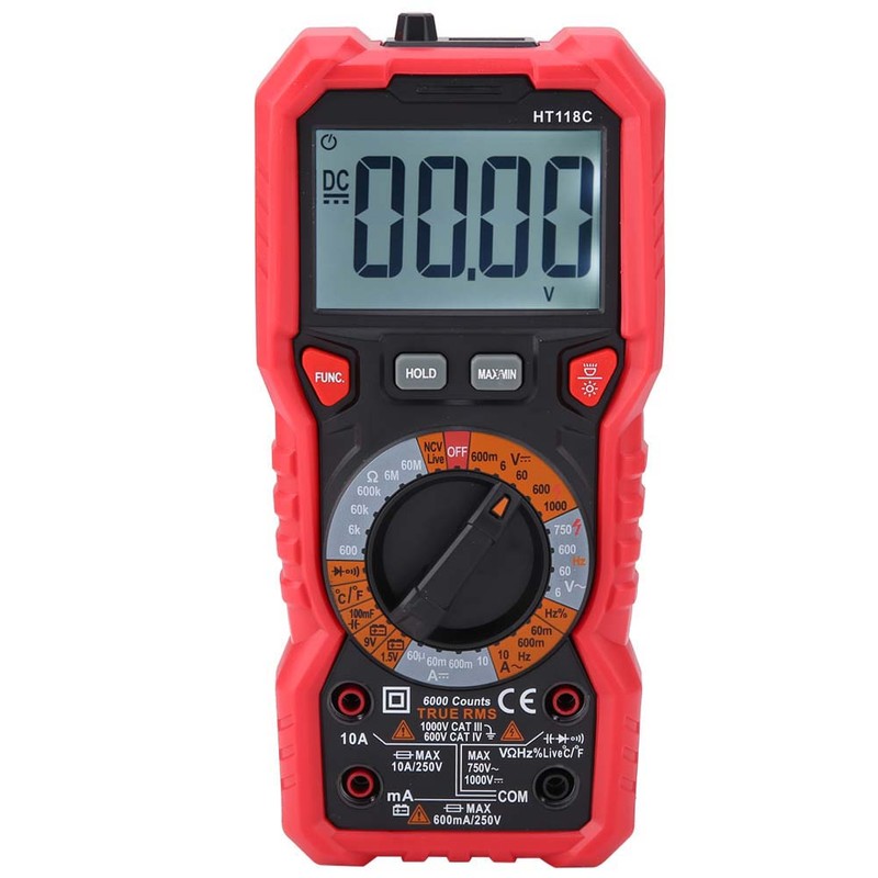 HT118C Handheld Digital Multimeter AC/DC Volt Amp Ohm Capacitance Hz