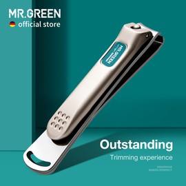 MR.GREEN Nail Clippers Curved Blades Fingernail Cutter Nippers Manicure Scissors Stainless Steel Pedicure Tools with Nail Flies (Large)