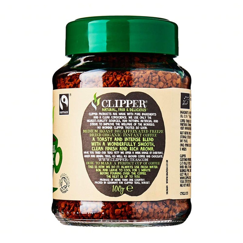 CLIPPER Organic Decaffeinated Freeze Dried Instant Coffee FT 100g (PACK