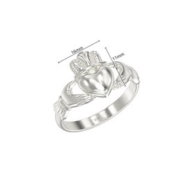 925 Sterling Silver Celtic Irish Claddagh Ring Celtic Irish Love Friendship Loyalty Ring for Women Sizes J to R, Sterling Silver
