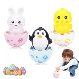 Lukax Baby Easter Egg Toys - Bunny Chick Baby Easter Basket Stuffer, Plastic Easter Egg Toys with Rattles, Toddler Easter Egg Basket Toys for Age 8 Month+