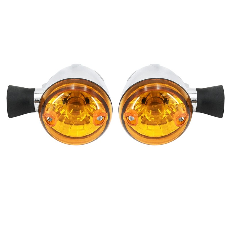 HDBUBALUS Motorcycle Turn Signals Chrome Bullet Front Blinker Indicator Light