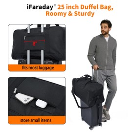 iFARADAY Mens Travel Duffel Bag - 25 in / 40L Roomy Weekender Bag for Gym Sport - Black