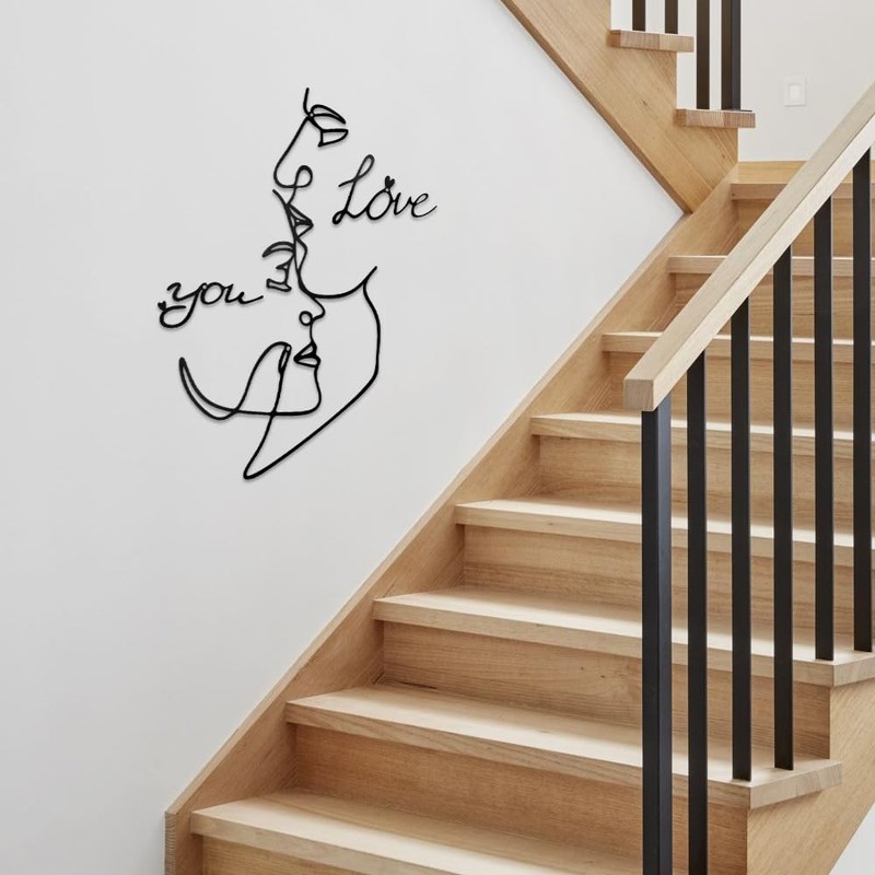 duisoad Faces Line Art Wall Decoration, Metal Black for Living