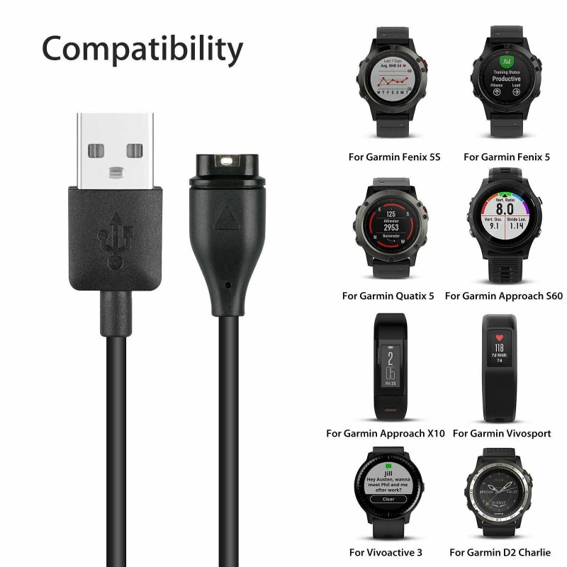 Garmin Fenix 7 Charger Replacement Charging Charge Cable Cord USB