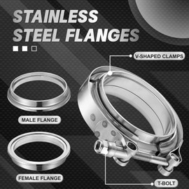 SYKRSS 3.5 Inch V Band Clamp with Flange Male Female Universal 304 Stainless Steel for car 1PC