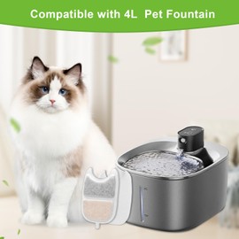 6 Set Replacement Filters & Sponges for 135 fl oz/4L Wilreless Cat Water Fountain，Triple Filtration Pet Fountain Filter Replacement compatible with Feelneedy 4L Wilreless Cat Water Fountain