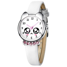 KDM Children's Watch Girls Boys Waterproof Cartoon Watch Children Girls Time Leather Teaching Wrist Watch Children's Watch Analogue, A-4【Fox】White, Strap.