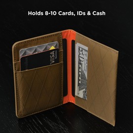 ALPAKA Ark Bifold Wallet Coyote Brown X-Pac VX21 - RFID Protected Material - Front Pocket Carry - Holds 8 to 10 Cards - Designated Cash Slot - Built to Last - Polished and Professional Looking