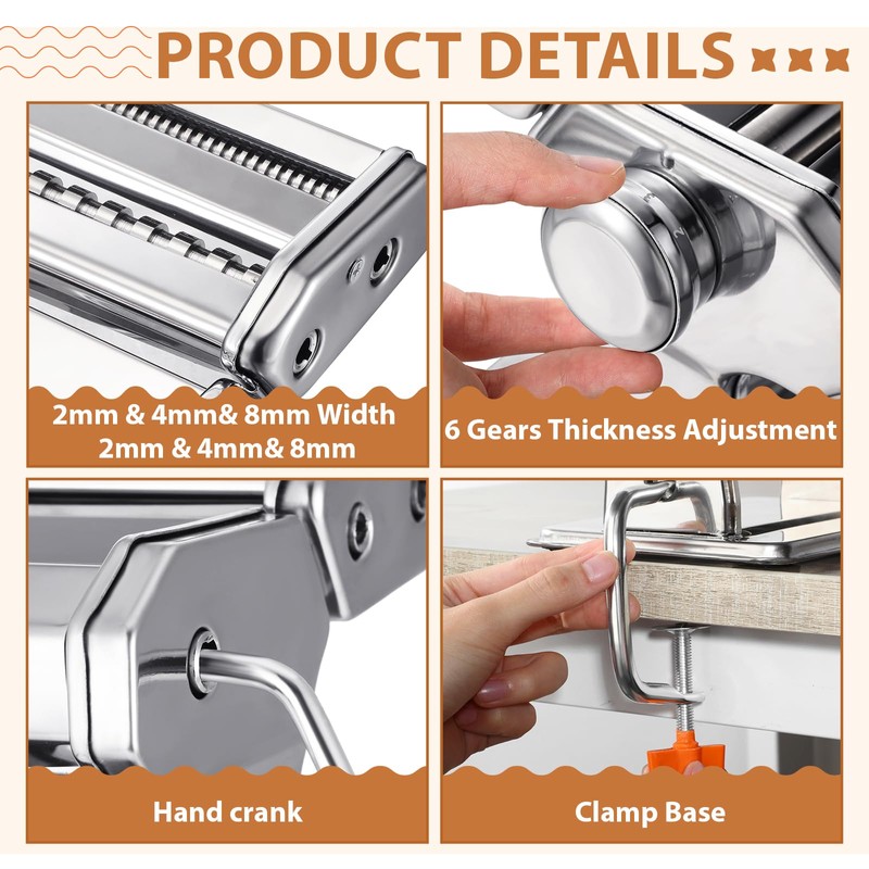 Tiangrid 5 Pcs Pasta Making Tools Set Pasta Maker Machine