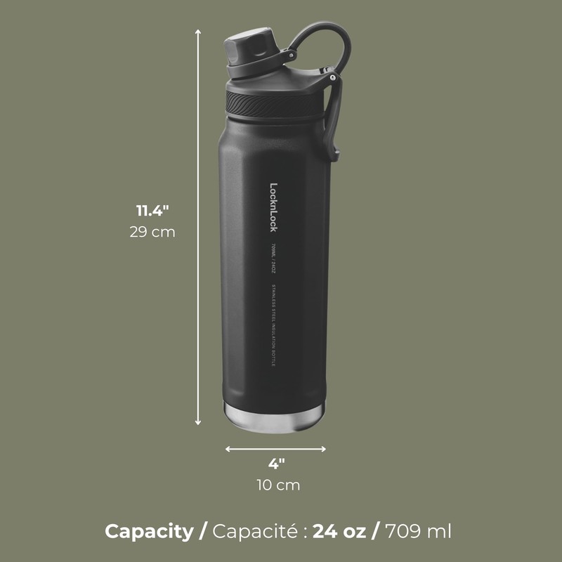 Starfrit LocknLock Double Wall Insulated Drinking Bottle with Handle -Stainless