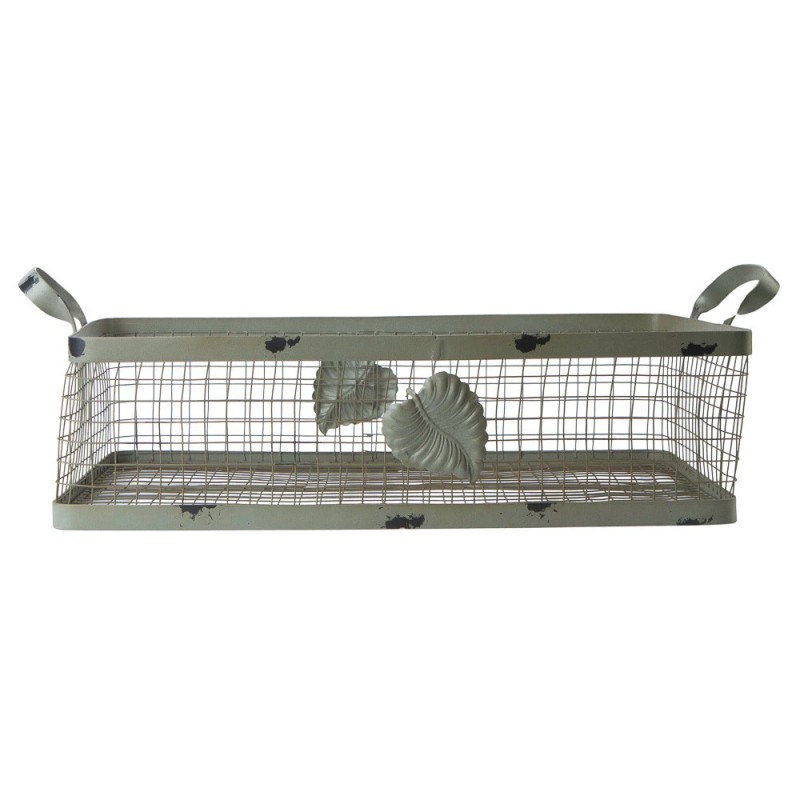 Unbranded Distressed Metal Decorative 10-1/2" Wire Tray Basket with Handles