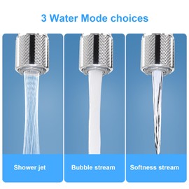 HUAERSICO Tap Attachment in Chrome M24/M22 - Tap Aerator for 3 Position Adjustment and 1080° Swivel - Water Saver for Faucet - Bathroom Basin Faucet Accessories