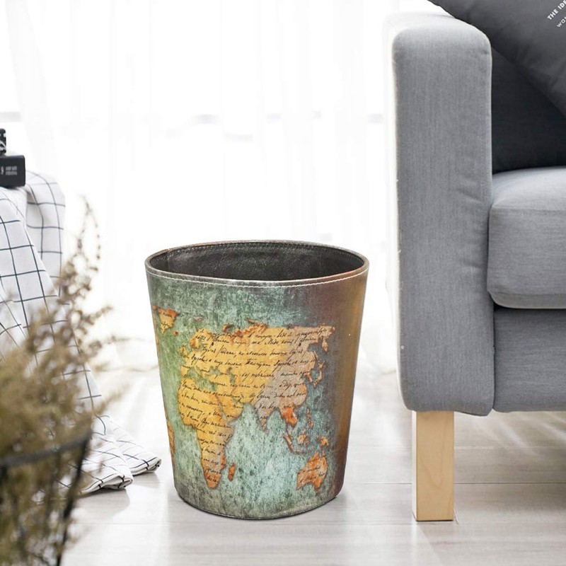 Dreamseden Vintage Leather Trash Can - Retro Waste Toillet Paper