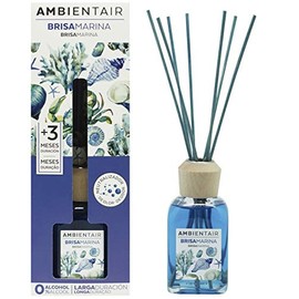 Ambientair Difusor de Varillas 100 ml Aroma Brisa Marina Mikado Clásico Aromatizante de Ambiente Fresco y Marino con Varillas de Ratán