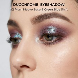 Afflano Duochrome - Ombretto metallizzato, prugna, malva, verde, glitterato, altamente pigmentato, a lunga durata, stratificabile, marrone e verde, per occhi e viso da donna